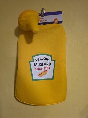 NWT Dog Halloween Costume Size Large Yellow Mustard Bottle Since 1989 Hotdog